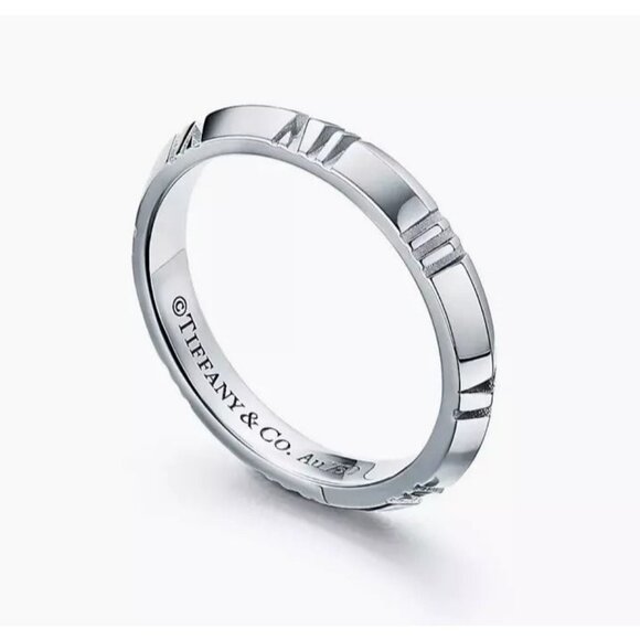 Authentic Tiffany & Co. Atlas X Closed Narrow Ring 18K White Gold Size 5 - Picture 1 of 5